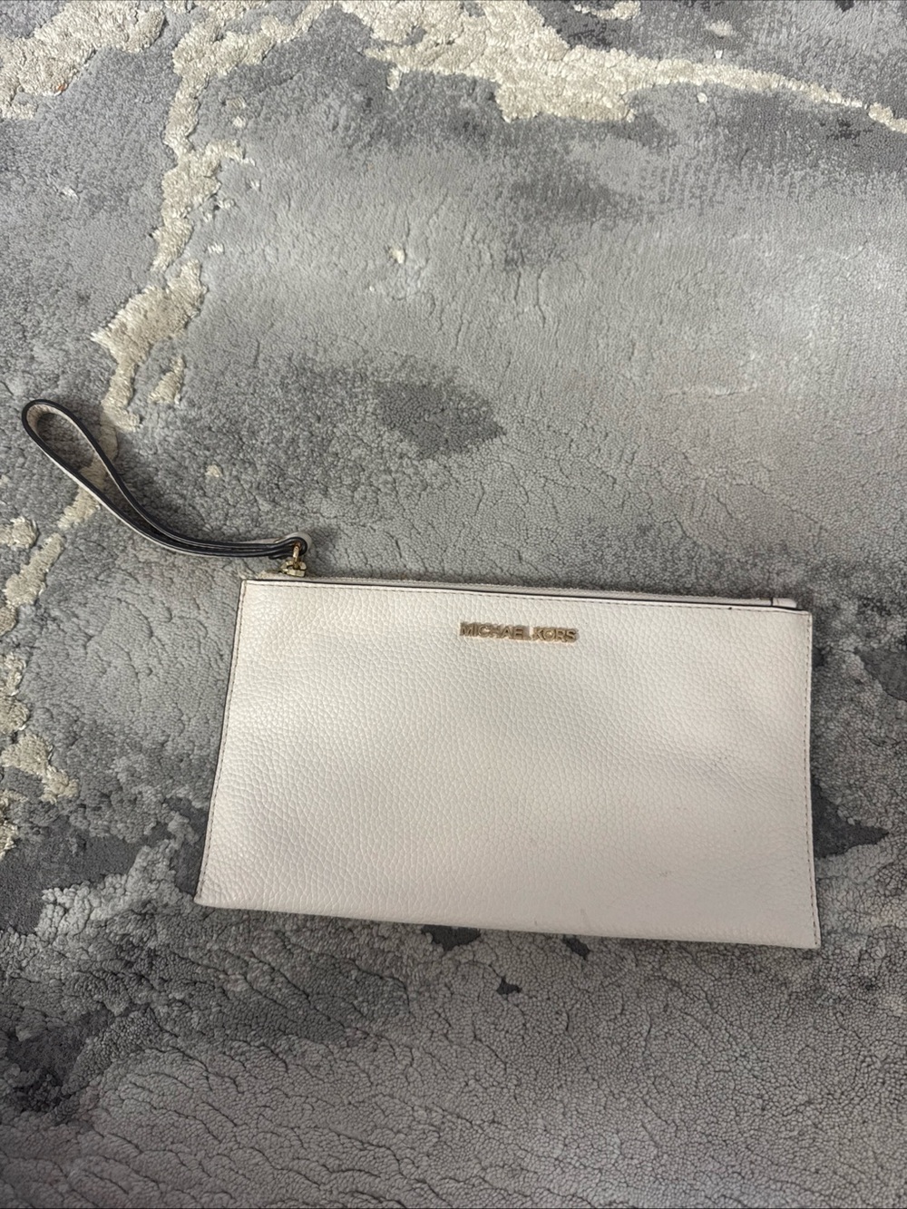 Michael Kors jet set clutch wristlet Cream luggage leather Large Zip